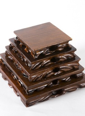 根雕实木底座 工艺品摆件正方形木质底座 石头佛像紫砂壶花瓶底座