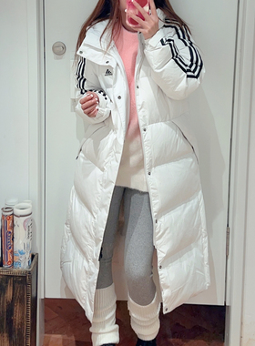 Adidas阿迪达斯男女情侣羽绒衣600蓬加厚三条杠长款羽绒服IT8713