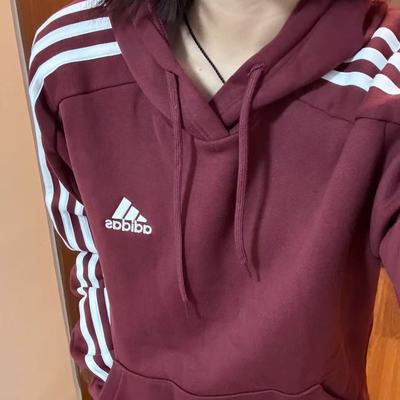 阿迪达斯男女同款红色卫衣