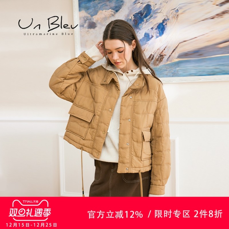 UnBleu夹克棉服女宽松棕色外套