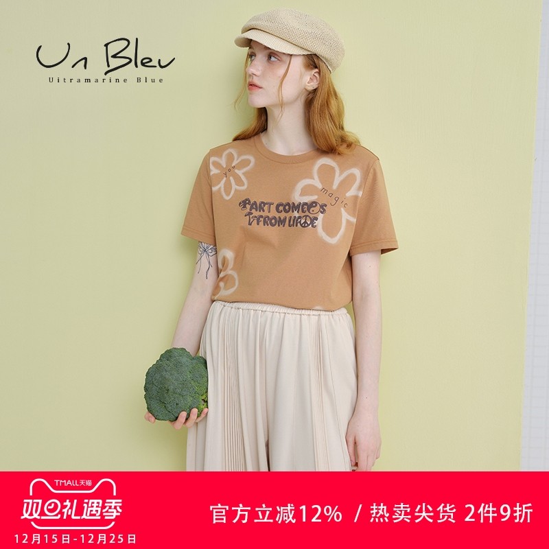 UnBleu短袖t恤女宽松休闲国风
