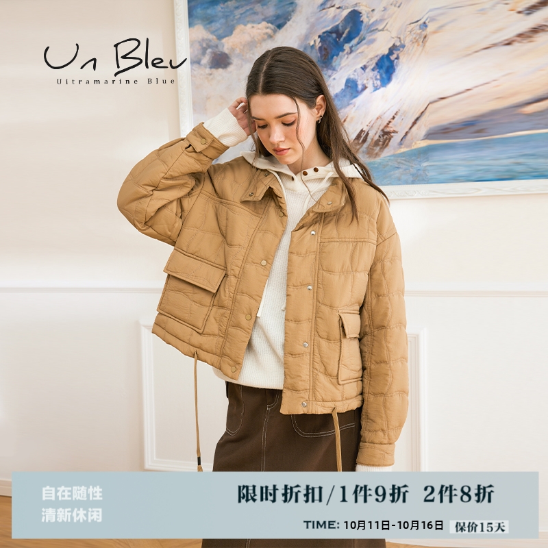 UnBleu夹克棉服女宽松棕色外套
