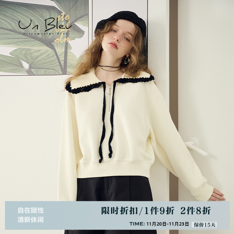 白色卫衣女2023新款春秋女装短款