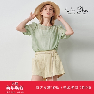 2025新款 UnBleu短袖 女装 女夏装 宽松休闲套头可拆卸吊带上衣女 衬衫