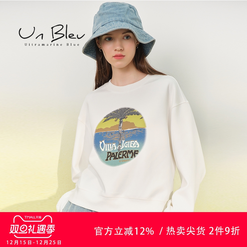 UnBleu潮牌卫衣女宽松休闲印花