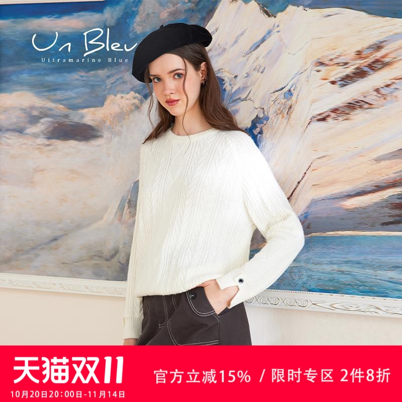 Unbleu2024圆领宽松女装毛衣套头