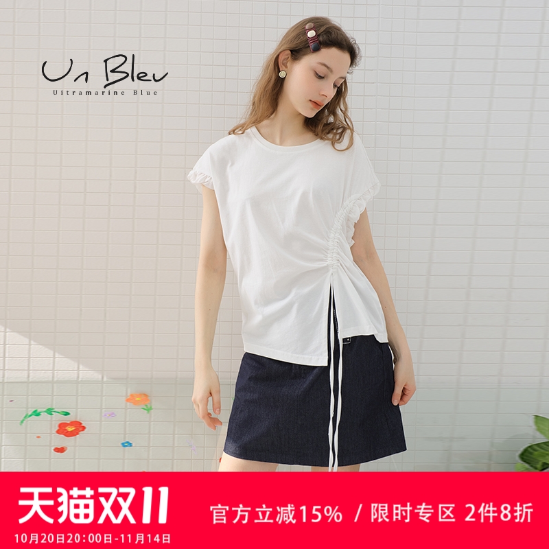 UnBleu无袖纯白t恤女宽松纯棉