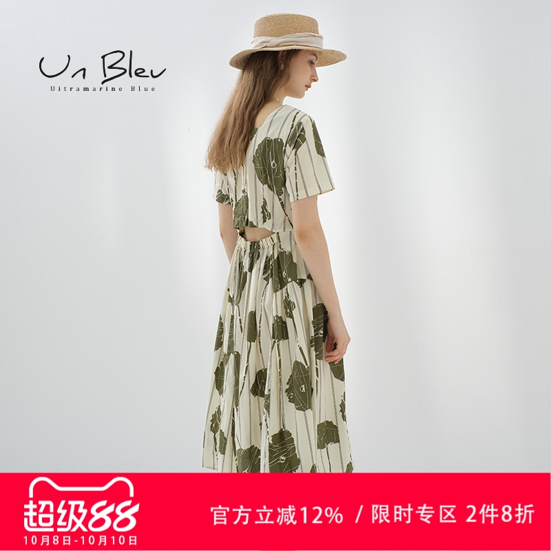 UnBleu印花连衣裙女夏季独特氛围