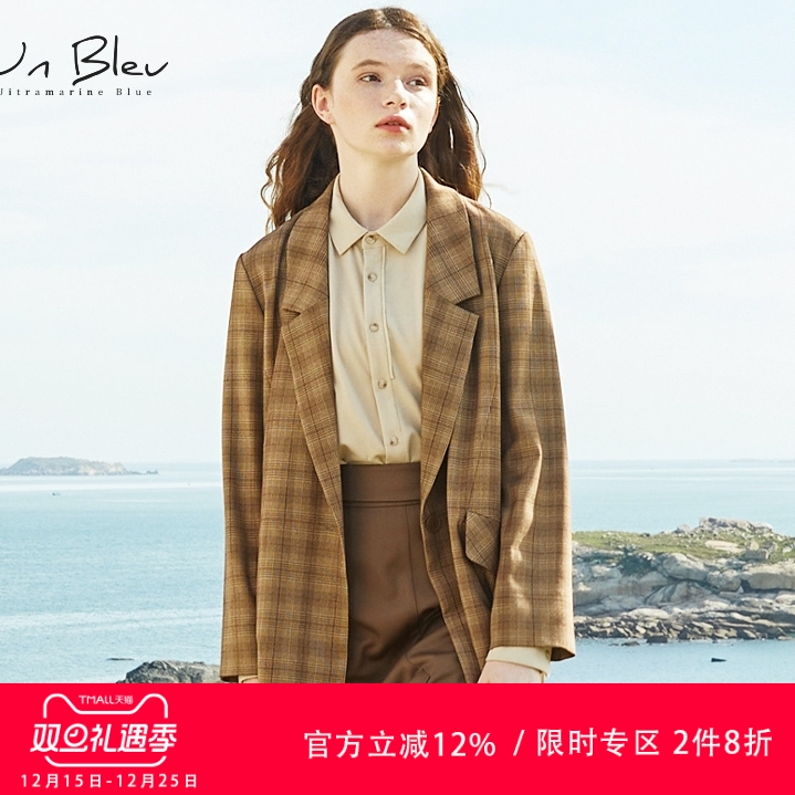 unbleu原创设计女装复古小众格纹