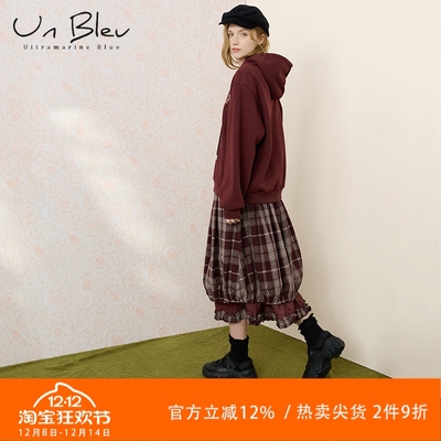 UnBleu复古格子洛丽塔半身裙