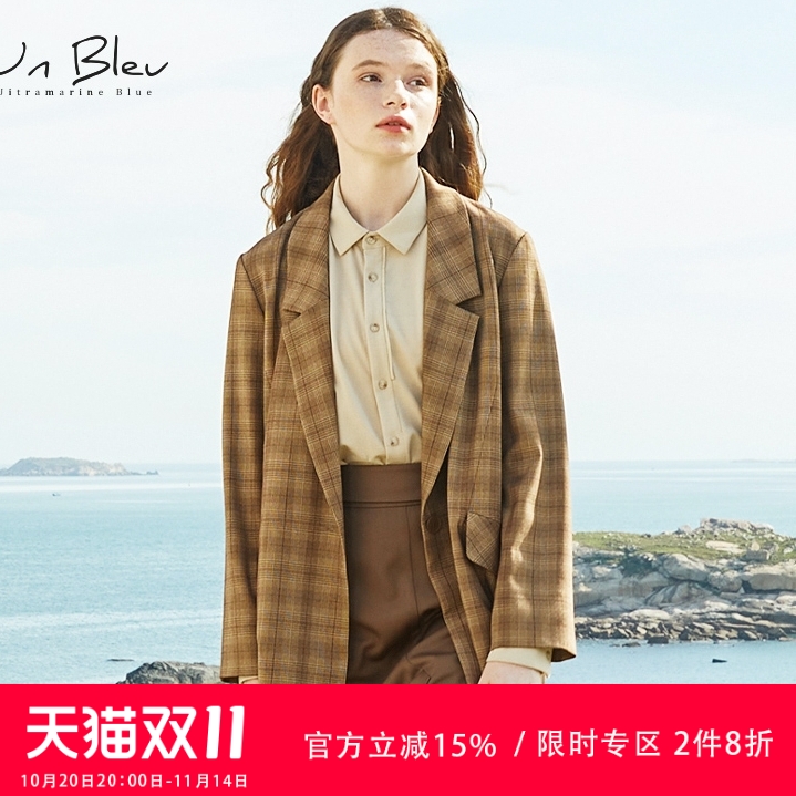 unbleu原创设计女装复古小众格纹