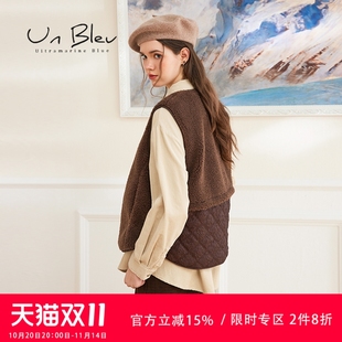 UNbleu棉服马甲女秋冬新款 摇粒绒背心马夹坎肩 宽松慵懒风女装