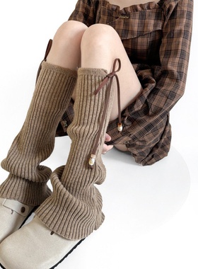 绿色秋冬季ins潮韩国袜套女加厚保暖日系jk腿套竖条纹小腿堆堆袜