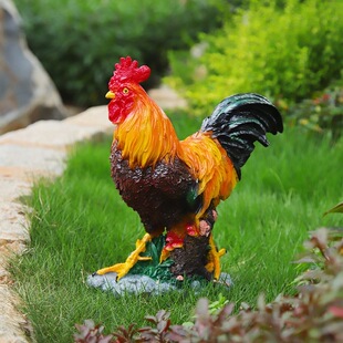 户外庭院花园装饰摆件仿真大公鸡母鸡雕塑树脂幼儿园农场动物摆件