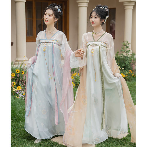 云藏月绣萝黛原创唐制绿色齐胸破裙汉服女款春夏中国风上衣古装套 - 封面