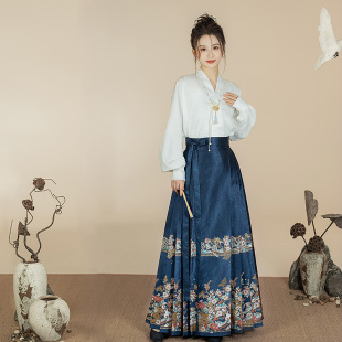 明制国风马面裙通勤汉服套装 云藏月绣 原创新中式 纸鸢 女 墨香司