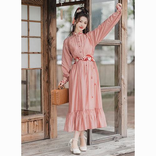 云藏月绣日常中国风长比甲连衣裙