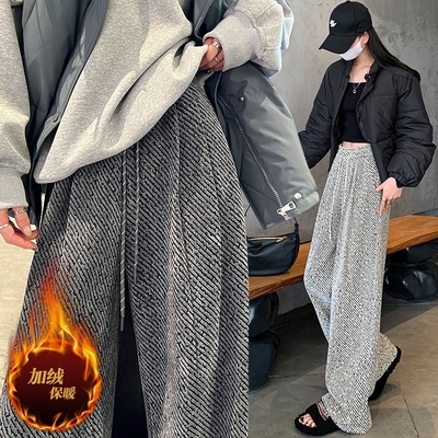 裤子女设计感小众老爹裤2025新款宽松休闲哈伦冬季加绒加厚小个子