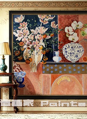 柿柿如意法式中古风纯手绘油画艺术装饰画客厅餐厅复古挂画玄关墙