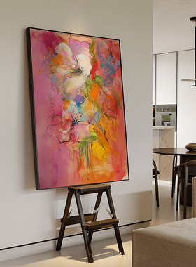 复古风怀旧世界名画梵高杏花红色艺术入户玄关手绘油画客厅装饰画