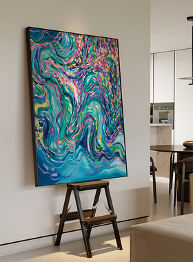 抽象蓝色线条感背景墙玄关走廊装饰画艺术创意客厅卧室手绘油画