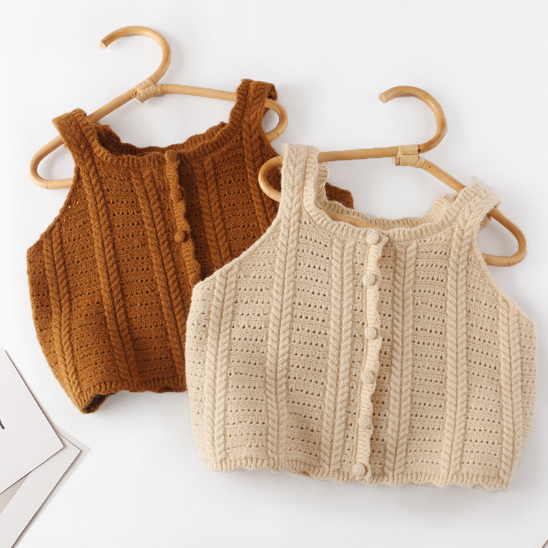 百搭毛线春秋套头针织马甲背心