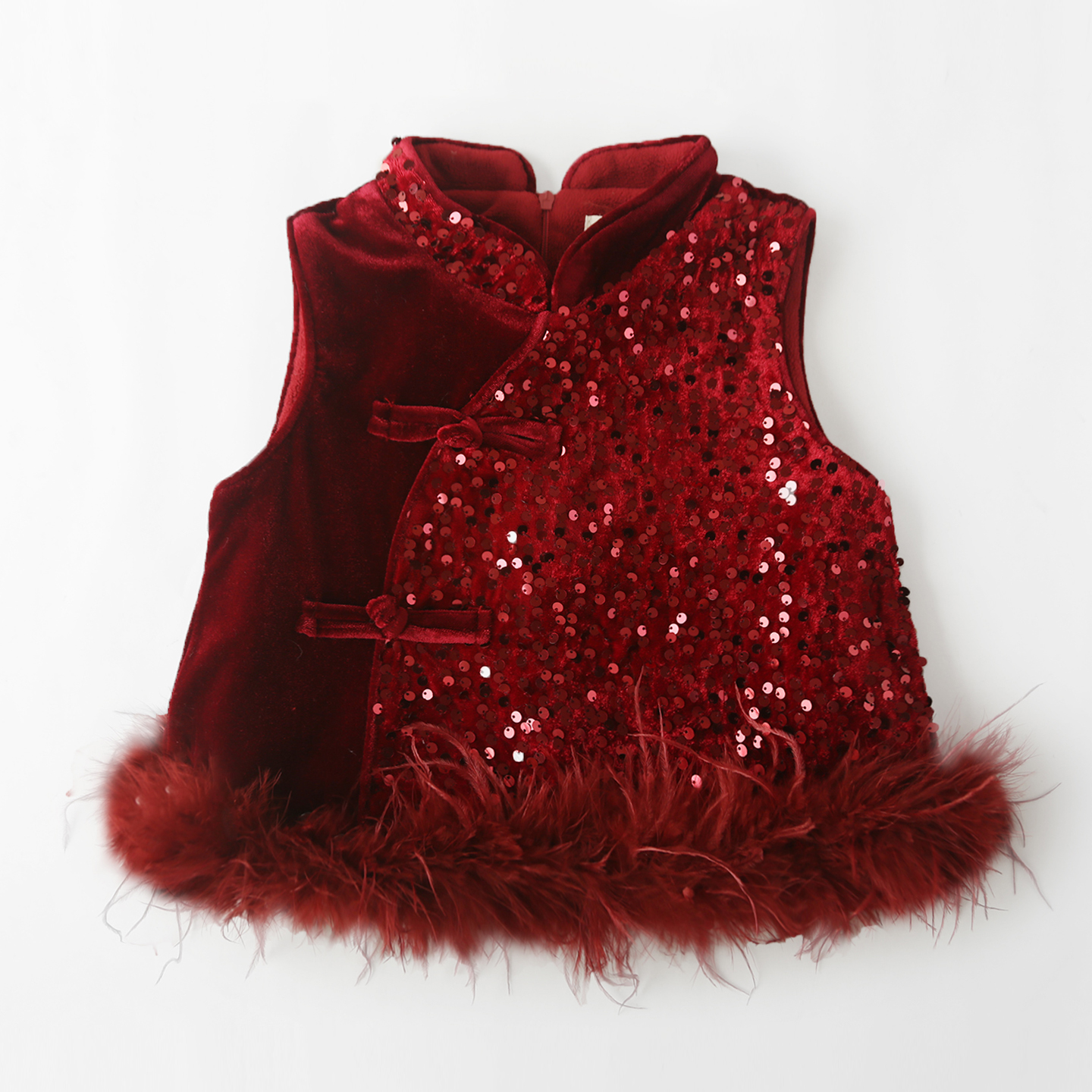 女童新中式旗袍马甲秋冬加厚