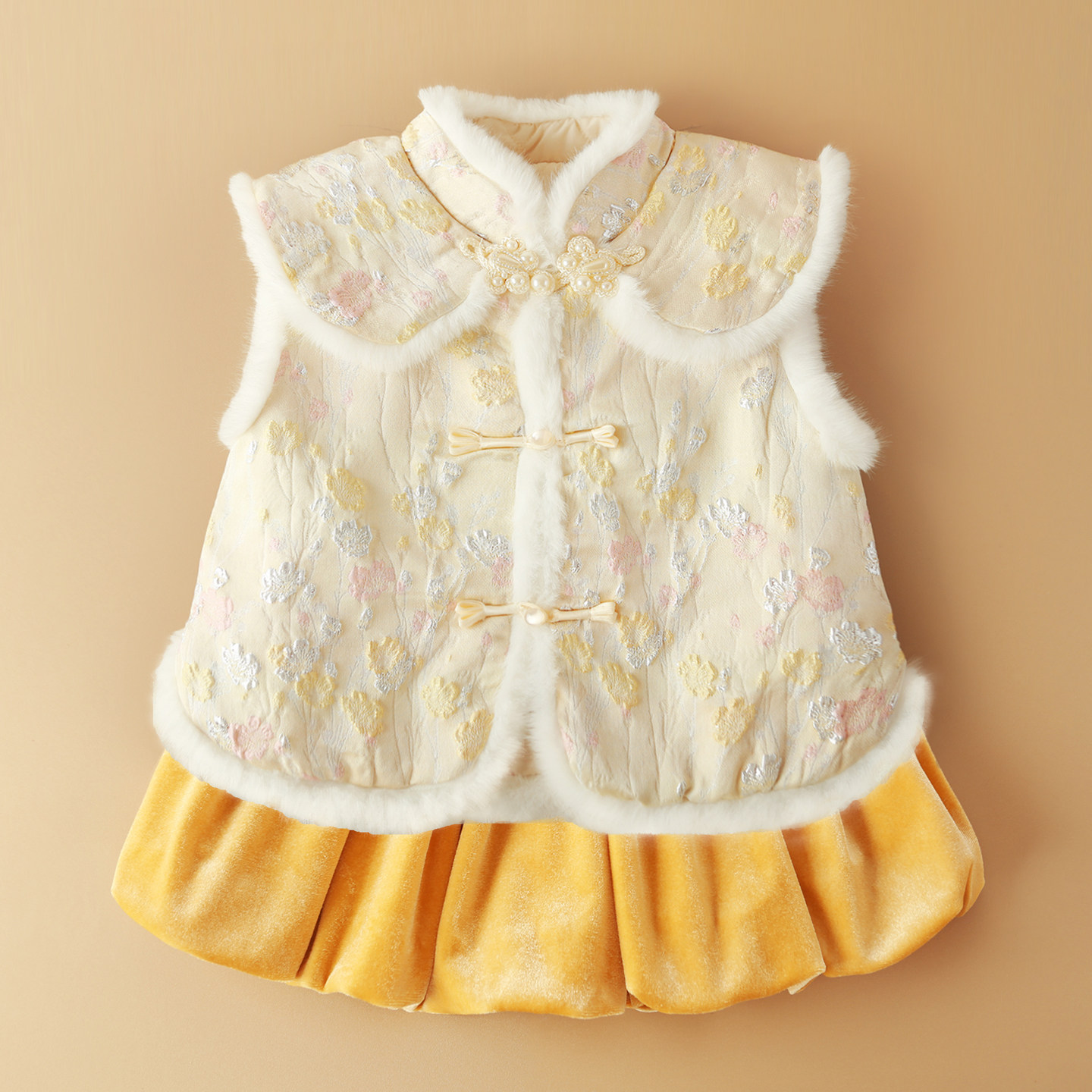 女童秋冬套装时髦洋气宝宝新年拜年服儿童装马甲花苞裙加厚两件套,童装/婴儿装/亲子装,套装,淘宝优惠券,粉丝福利购,淘宝优惠卷