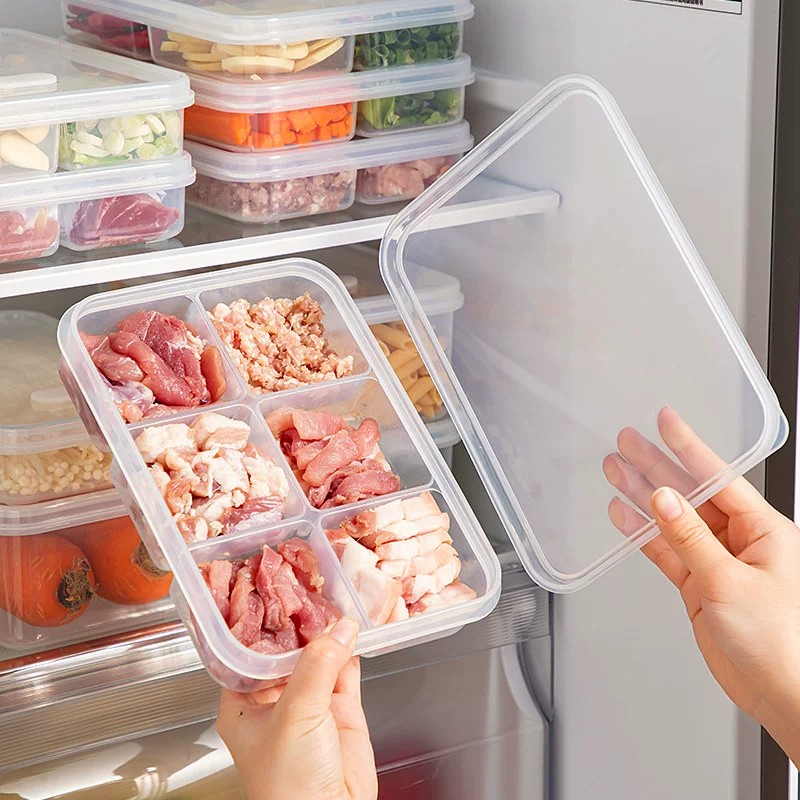 冷冻冰箱收纳盒分格保鲜盒专用密封塑料小盒子冻肉分装食品级备菜