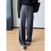 秋季 手感顺滑 女 阔腿裤 休闲裤 垂感亲肤柔软宽松直筒裤 高腰窄版