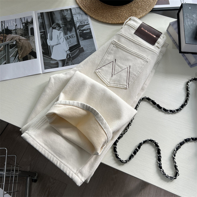 四面弹加绒窄版阔腿拖地裤秋冬