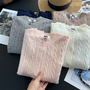 外套叠穿 圆领麻花毛衣开衫 内搭绝绝子上衣 手感极好 软糯亲肤