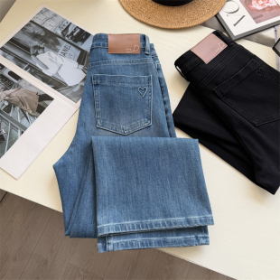 瘦直腿滤镜!莱赛尔九分牛仔裤女 高腰四面弹 显瘦直筒阔腿裤春季