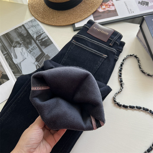 过冬神裤~！保暖不臃肿 加绒加厚窄版阔腿牛仔裤 宽松直筒拖地裤