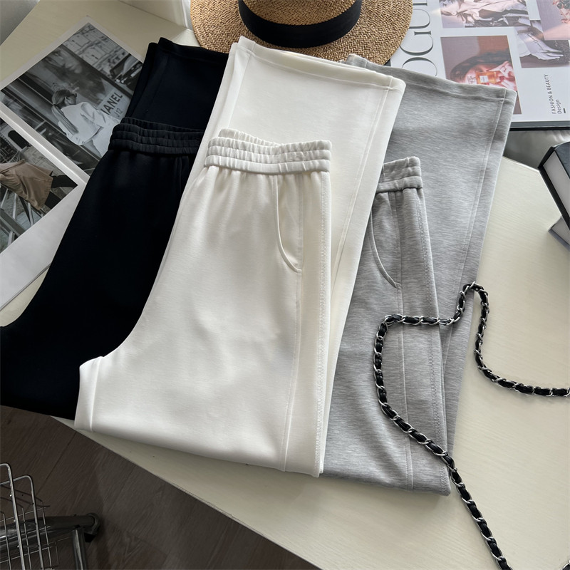 穿上不想脱~！软糯垂感松紧腰莫代尔长短2选运动休闲宽松直筒裤夏