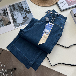 腿型/小个子救星！显腿直窄版阔腿九分裤高腰四面弹直筒牛仔裤秋