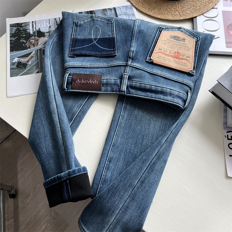 四面弹力九分法棍烟管裤女冬