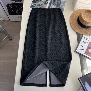 时髦感豹纹半身裙！莱赛尔桑蚕丝羊毛混纺显瘦高腰A字中长裙秋冬