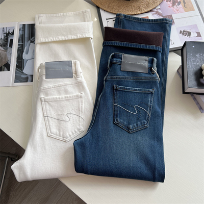 冬季加绒新显瘦宽松直筒牛仔裤