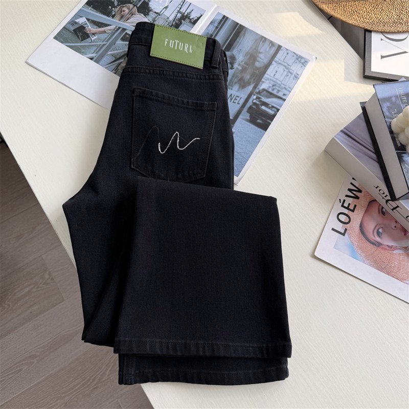 进店必入！~黑灰色微喇牛仔裤女 春季四面弹小个子修身显瘦长裤