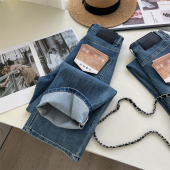 新款 2025春季 窄版 阔腿牛仔裤 ju软糯 女高腰显瘦直筒长裤 四面弹