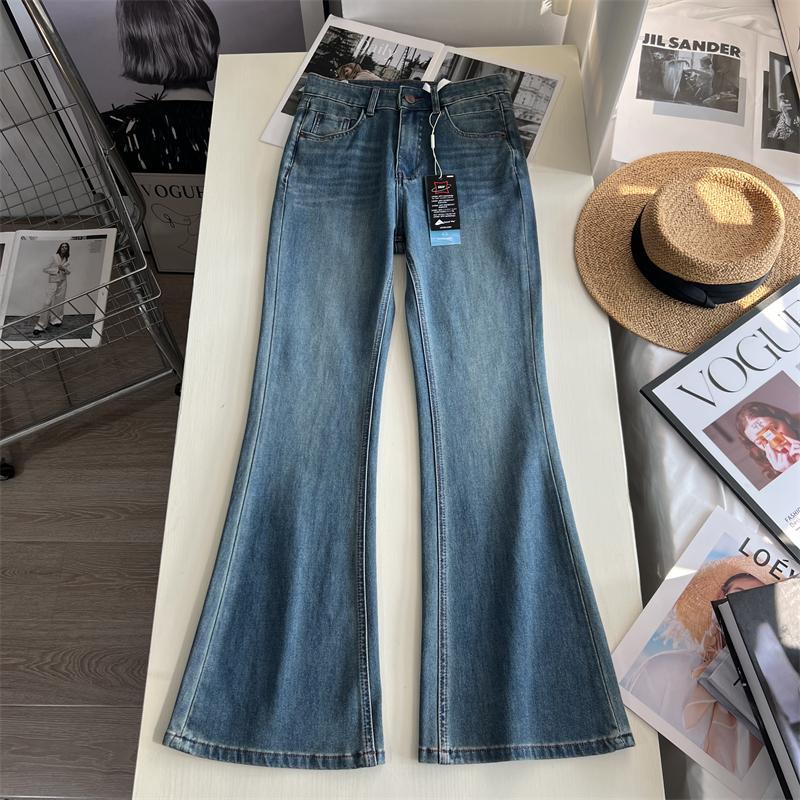 四面弹修身港风显瘦直筒长裤