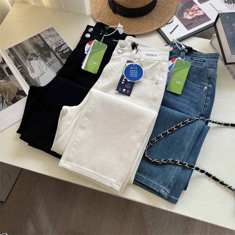 显瘦九分直筒牛仔裤春季