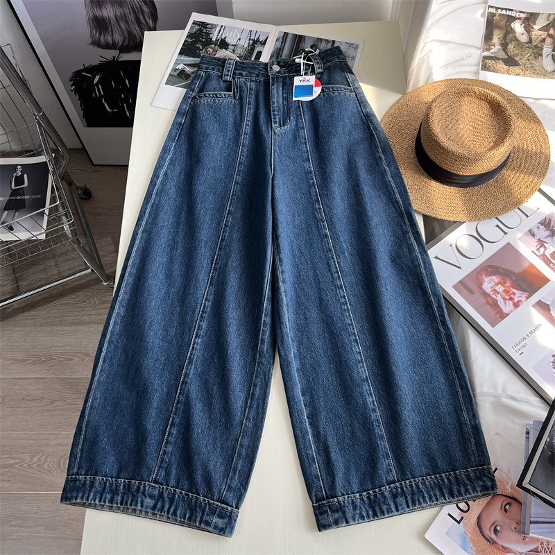 慵懒日常好搭~！秋季新品宽松阔腿 九分裤立体剪裁弯刀牛仔裤女,女装/女士精品,牛仔裤,淘宝优惠券,粉丝福利购,淘宝优惠卷