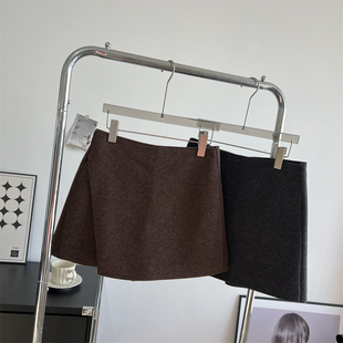 气质开挂 ~！香风不规则高腰A字短款裙裤 毛呢半身裙秋冬季女