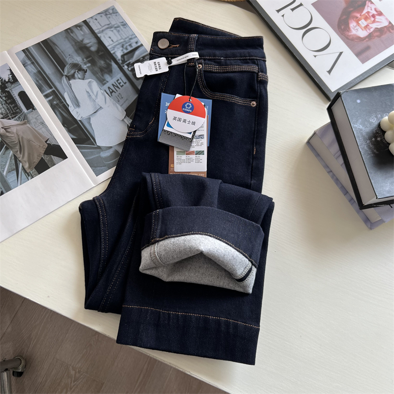 冬季加绒九分小个子直筒裤