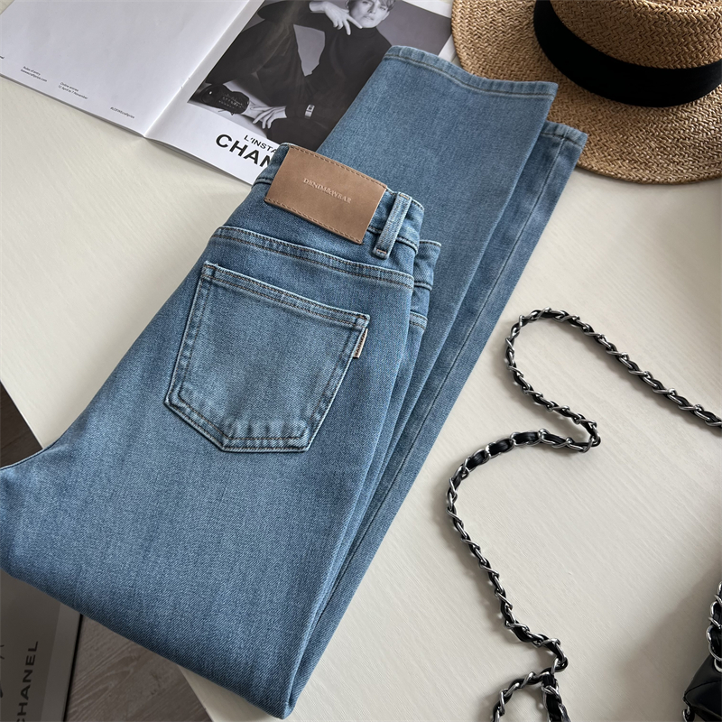 显瘦弹力法棍裤九分牛仔裤