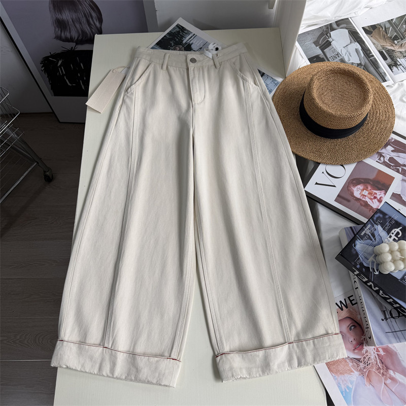 梨形天菜~！杏色九分气球牛仔裤女2026新款春小个子宽松阔腿裤