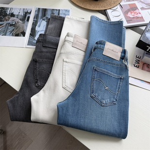 封神直腿裤~！高端四面弹直筒牛仔裤女春季 显瘦小个子九分法棍裤