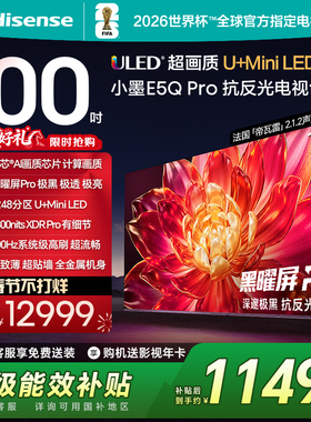 海信小墨E5Q Pro 100英寸U+MiniLED 极黑极透黑曜屏Pro世界杯电视